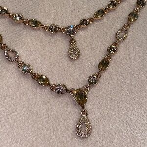 Givenchy rose gold tone with champagne Swarovski crystal necklace